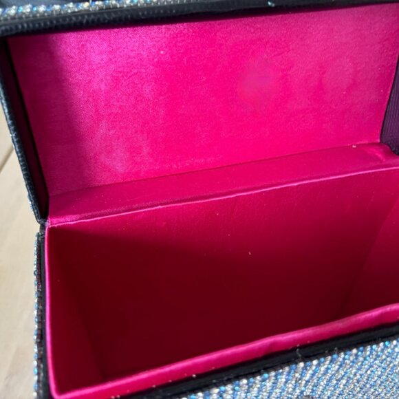 Adorable Evening Purse with Blue and White Glass Rhinestones and Big Bow - Picture 7 of 8